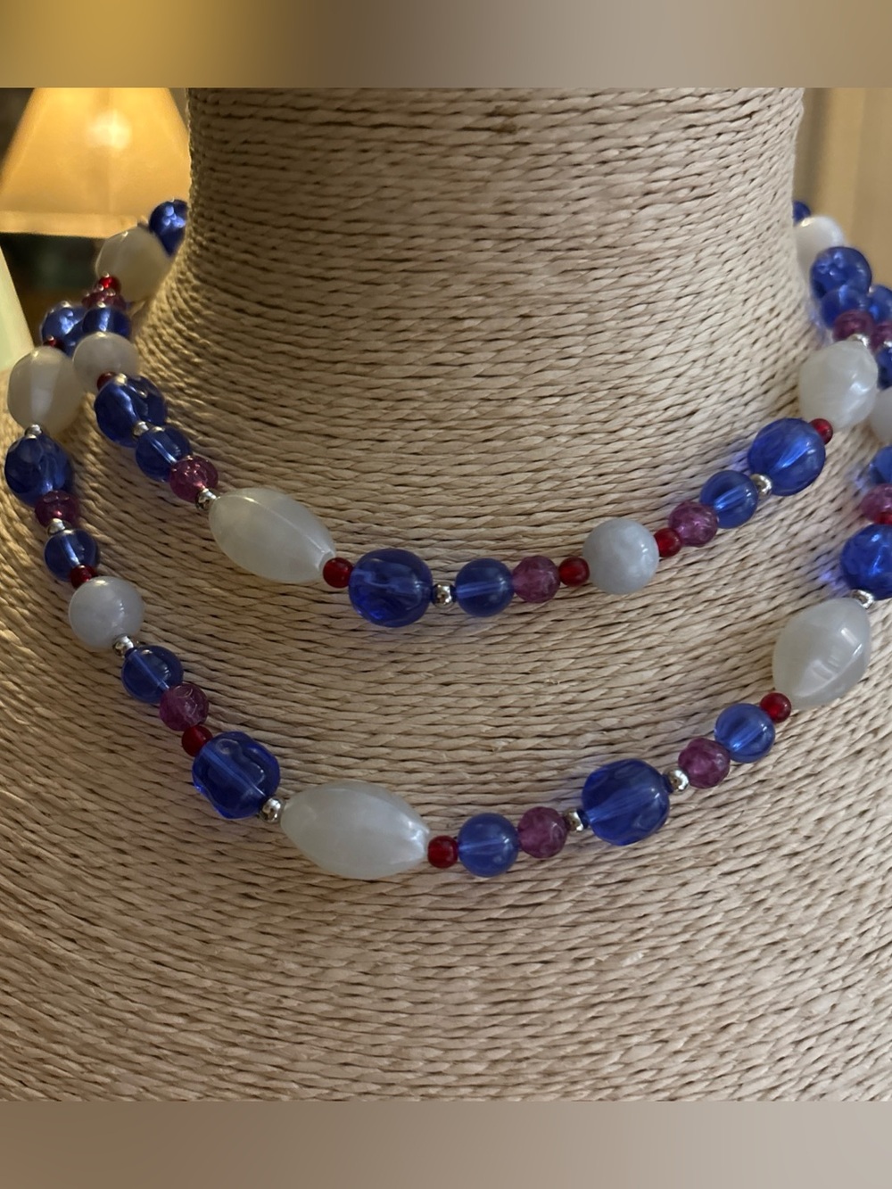Monet Blue, White, Purple & Red Beaded Double-Strand Necklace